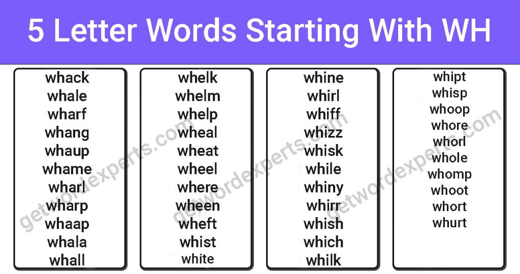 List of 5 Letter Words Starting with WH