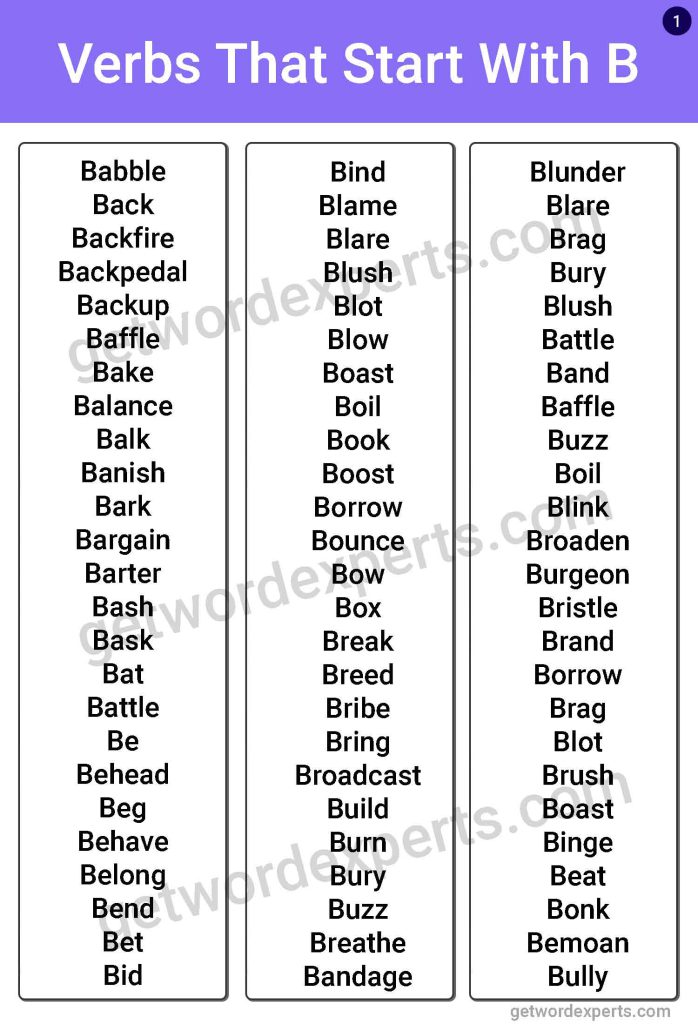 Useful Verbs That Start With B