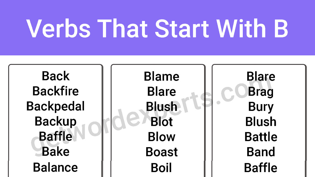 verbs that start with b