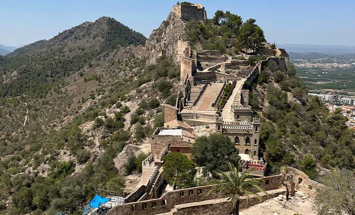 Xàtiva, VC, Spain-The castle on top of a mountain with a pool-