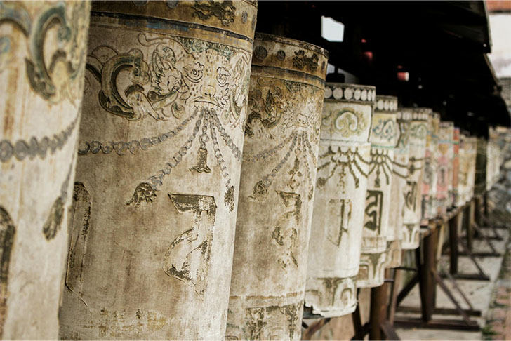 Xining, Prayer Wheels in TaEr Temple in Xining, China