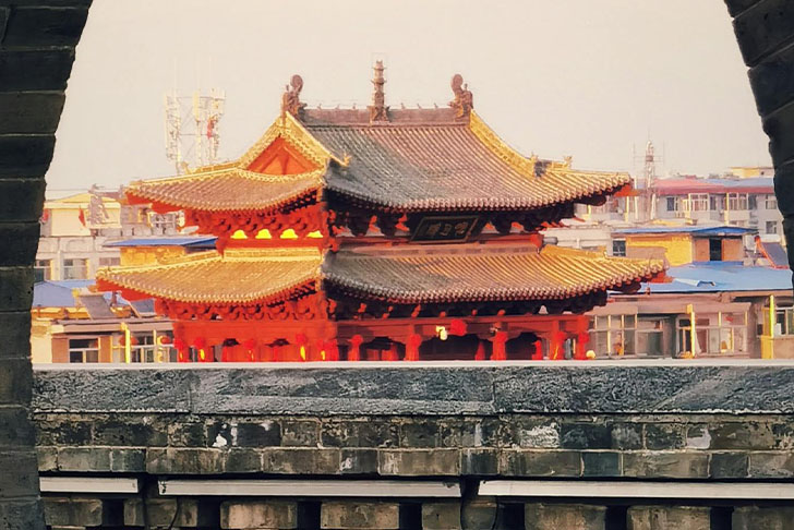 Xinzhou, Shanxi, China- Sunlight on Temple Building