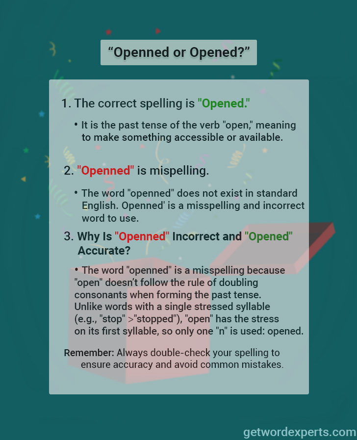 openned vs opened-which spelling is correct